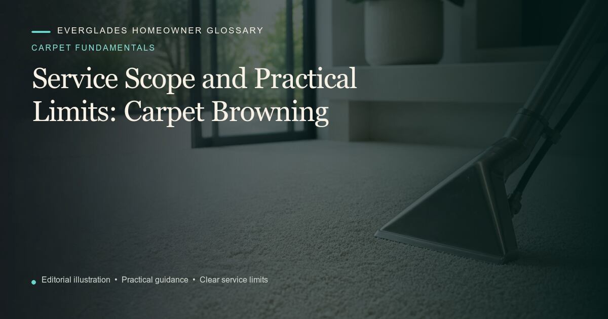 Editorial illustration for Carpet Browning, part of the carpet fundamentals glossary.
