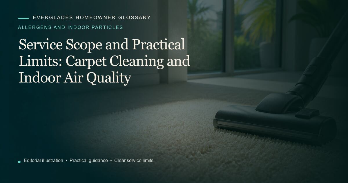 Editorial illustration for Carpet Cleaning and Indoor Air Quality, part of the allergens and indoor particles glossary.