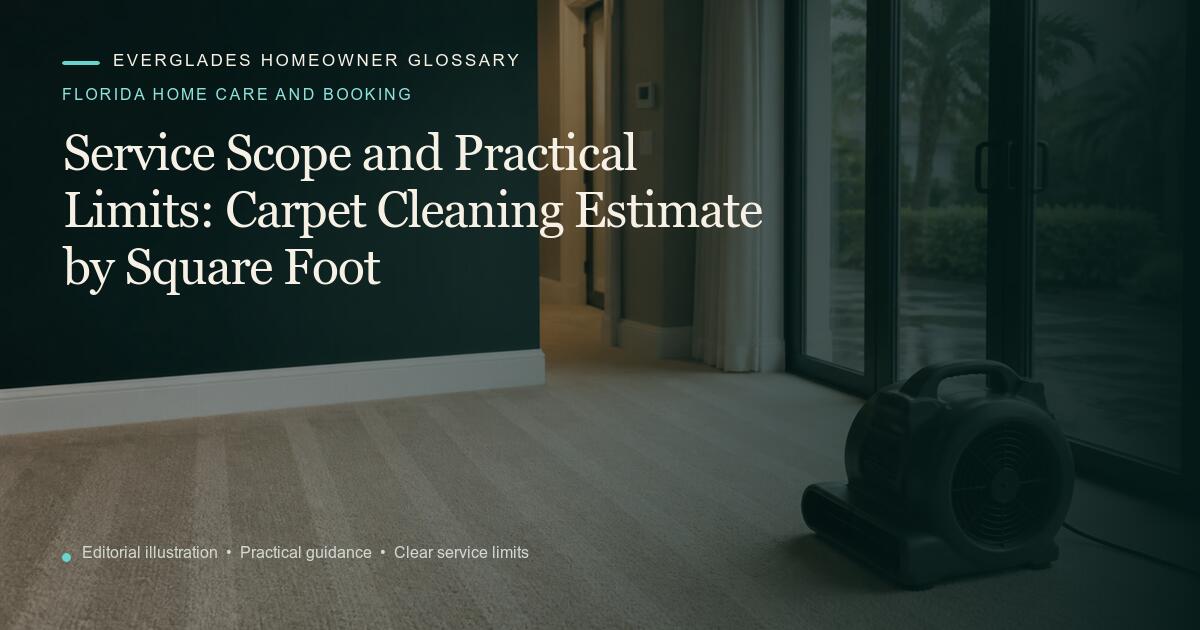 Editorial illustration for Carpet Cleaning Estimate by Square Foot, part of the florida home care and booking glossary.