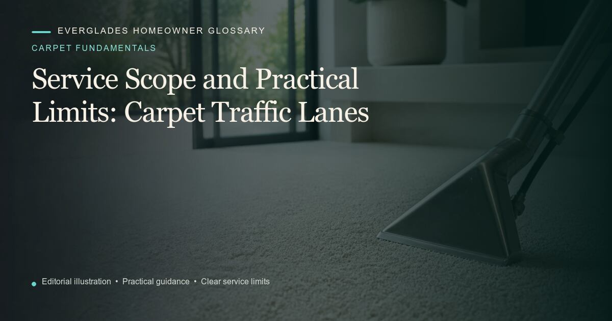 Editorial illustration for Carpet Traffic Lanes, part of the carpet fundamentals glossary.
