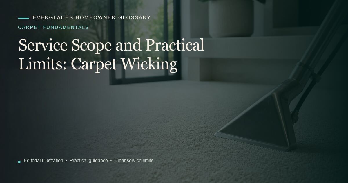 Editorial illustration for Carpet Wicking, part of the carpet fundamentals glossary.