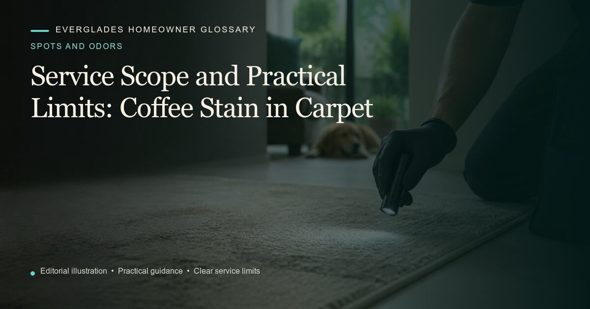 Editorial illustration for Coffee Stain in Carpet, part of the spots and odors glossary.