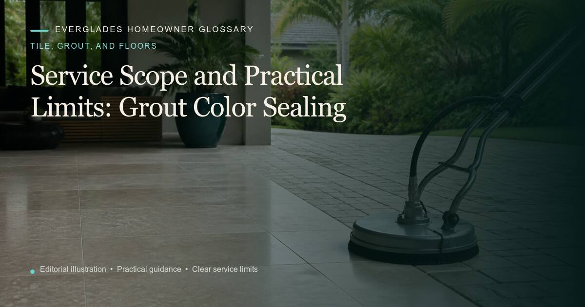 Editorial illustration for Grout Color Sealing, part of the tile, grout, and floors glossary.