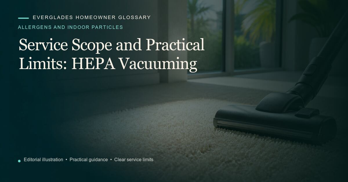 Editorial illustration for HEPA Vacuuming, part of the allergens and indoor particles glossary.