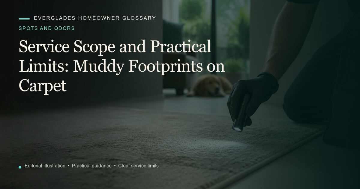 Editorial illustration for Muddy Footprints on Carpet, part of the spots and odors glossary.
