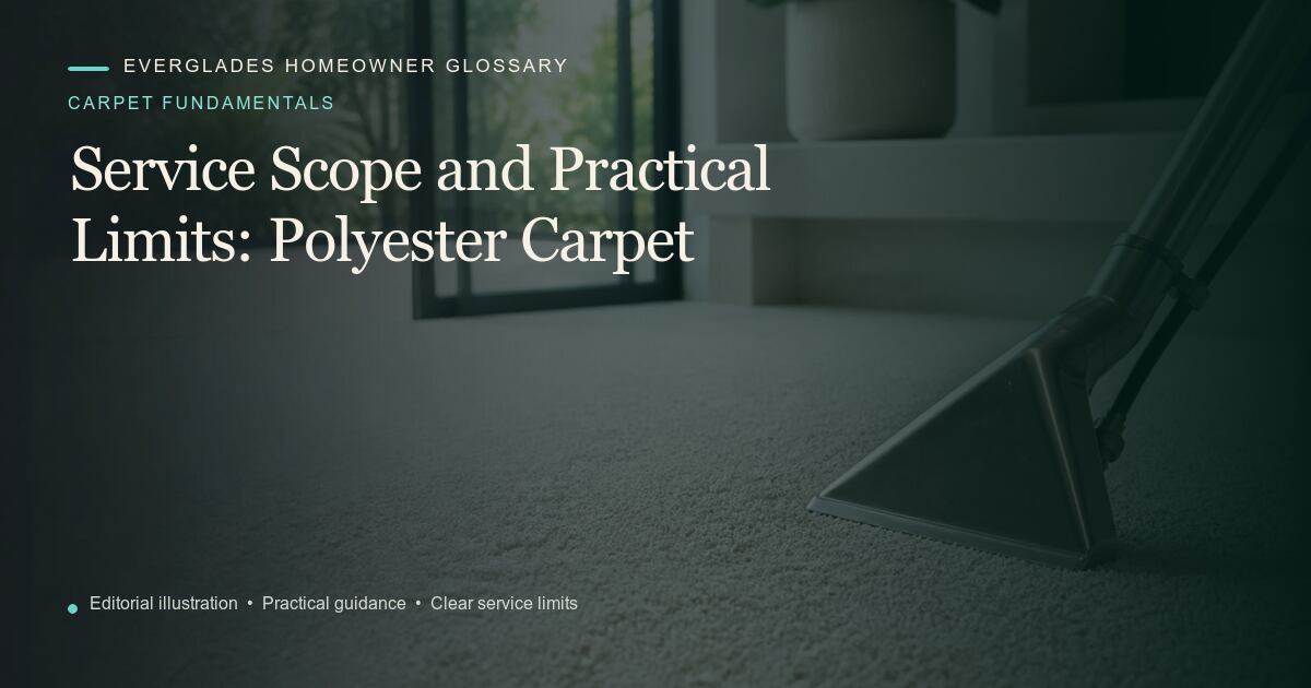 Editorial illustration for Polyester Carpet, part of the carpet fundamentals glossary.