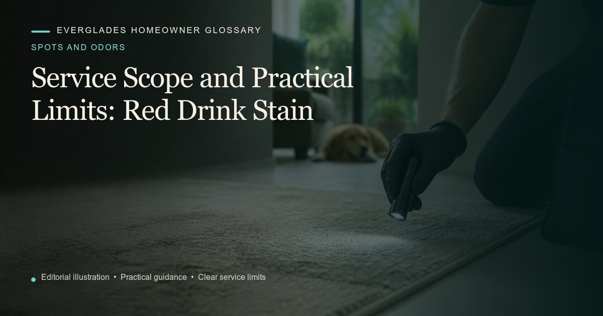 Editorial illustration for Red Drink Stain, part of the spots and odors glossary.