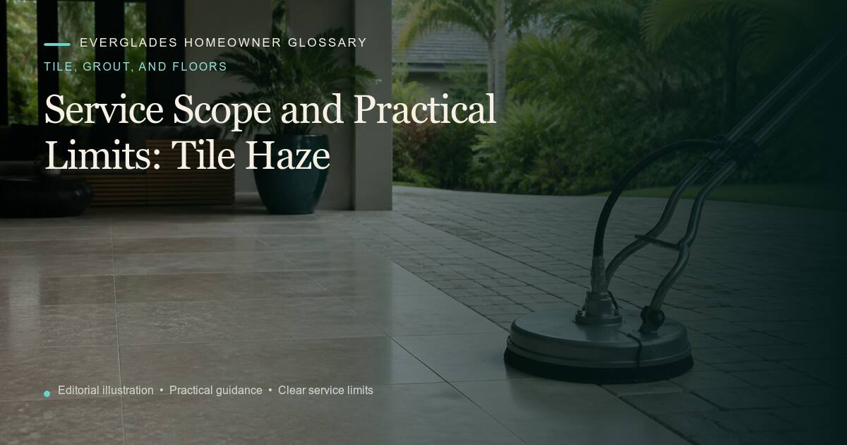 Editorial illustration for Tile Haze, part of the tile, grout, and floors glossary.