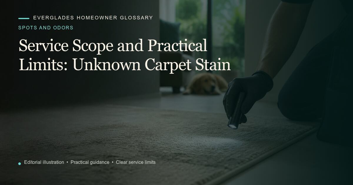 Editorial illustration for Unknown Carpet Stain, part of the spots and odors glossary.