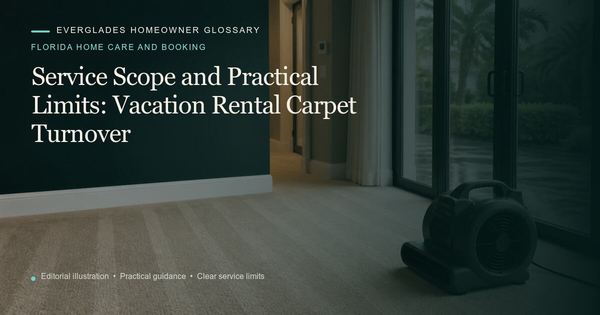 Editorial illustration for Vacation Rental Carpet Turnover, part of the florida home care and booking glossary.