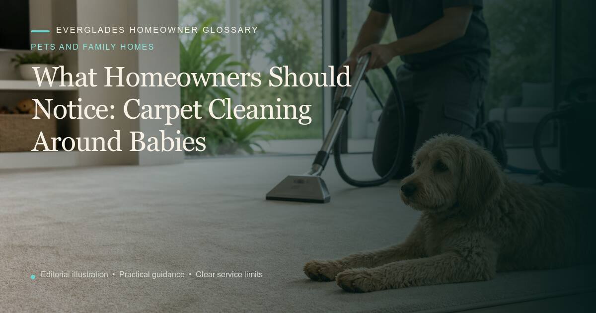Editorial illustration for Carpet Cleaning Around Babies, part of the pets and family homes glossary.