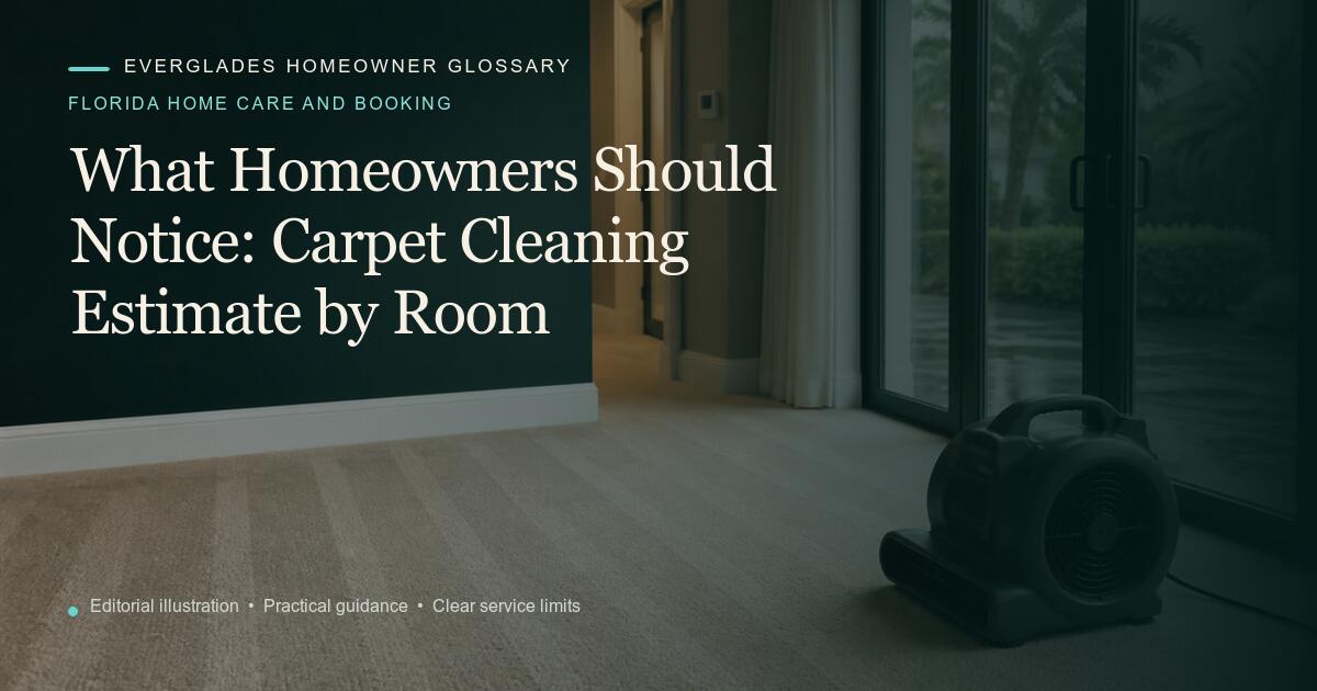 Editorial illustration for Carpet Cleaning Estimate by Room, part of the florida home care and booking glossary.