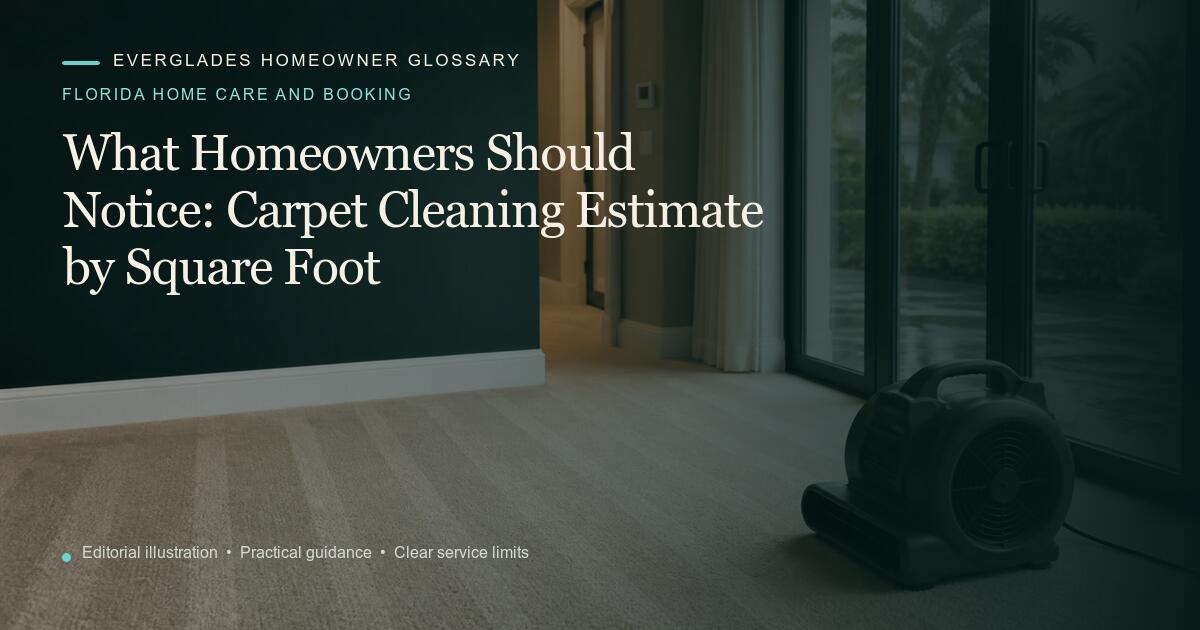 Editorial illustration for Carpet Cleaning Estimate by Square Foot, part of the florida home care and booking glossary.