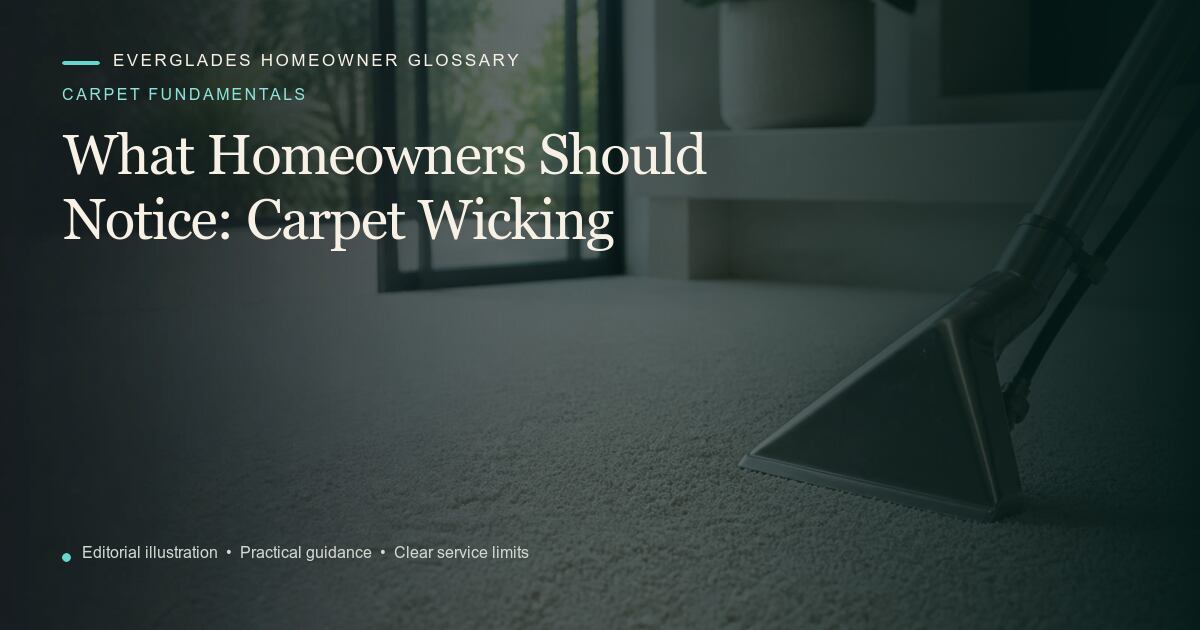 Editorial illustration for Carpet Wicking, part of the carpet fundamentals glossary.