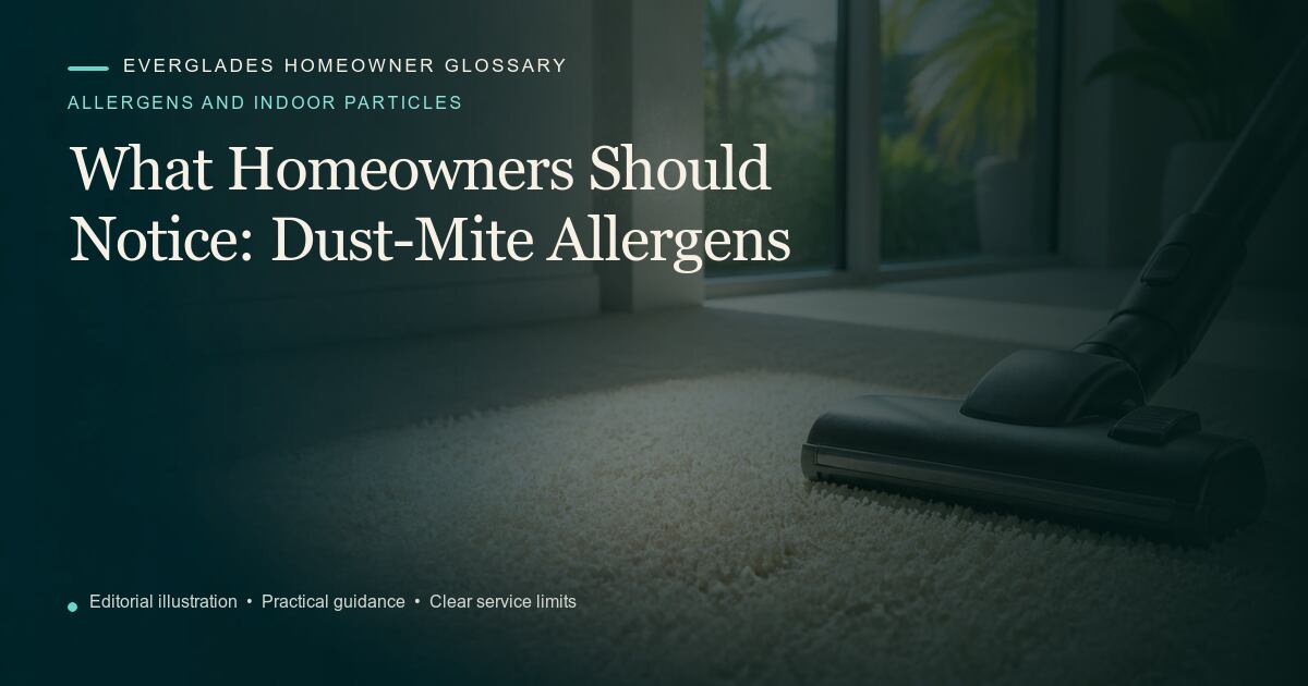 Editorial illustration for Dust-Mite Allergens, part of the allergens and indoor particles glossary.