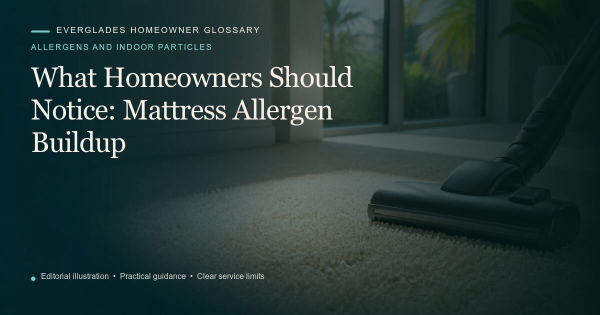 Editorial illustration for Mattress Allergen Buildup, part of the allergens and indoor particles glossary.