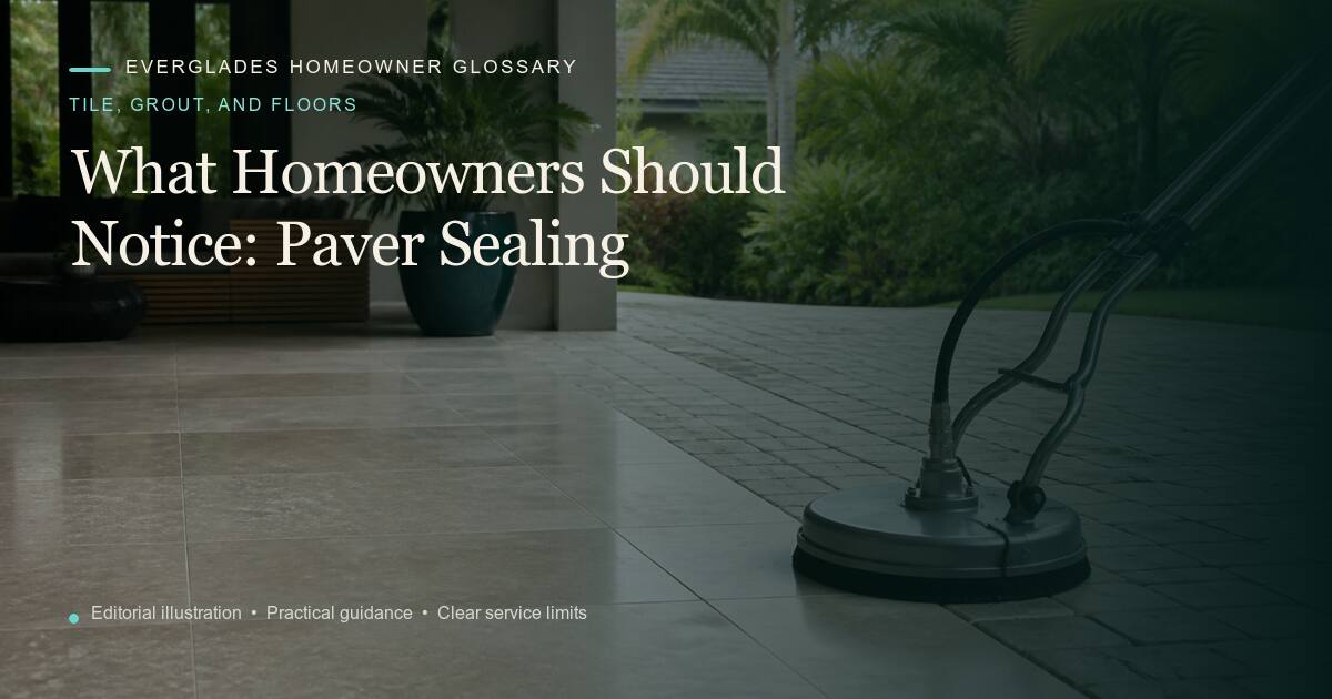 Editorial illustration for Paver Sealing, part of the tile, grout, and floors glossary.