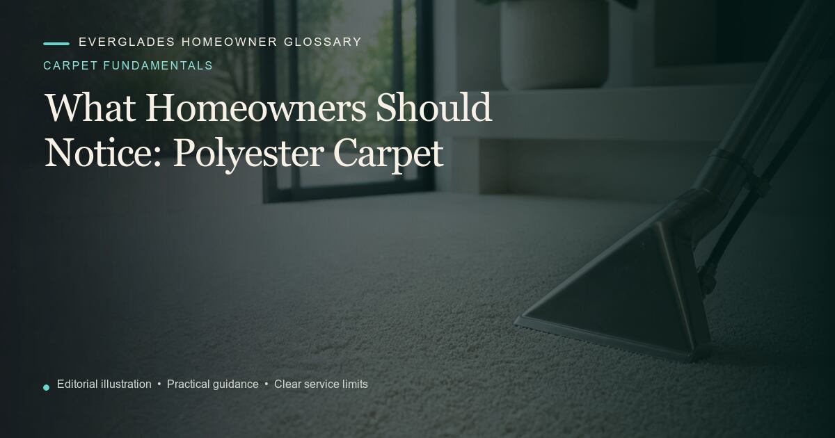 Editorial illustration for Polyester Carpet, part of the carpet fundamentals glossary.