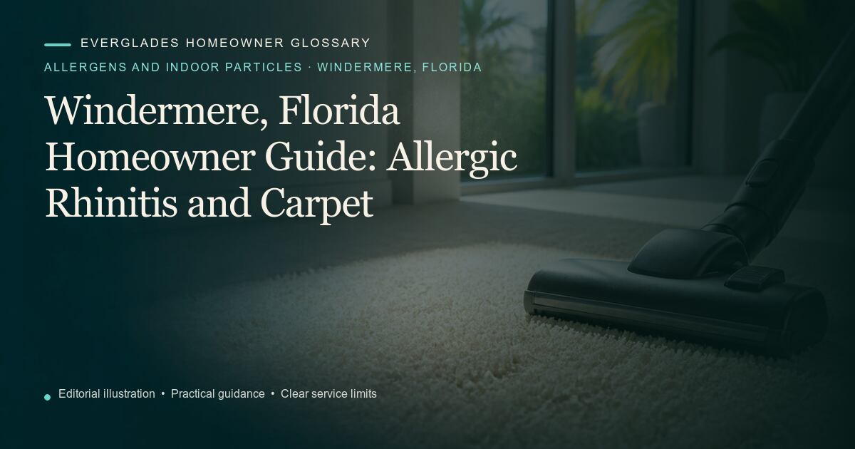 Editorial illustration for Allergic Rhinitis and Carpet, part of the allergens and indoor particles glossary for homeowners in Windermere, Florida.
