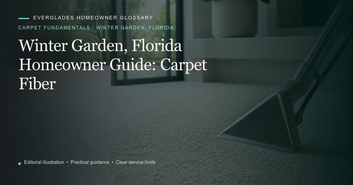 Editorial illustration for Carpet Fiber, part of the carpet fundamentals glossary for homeowners in Winter Garden, Florida.