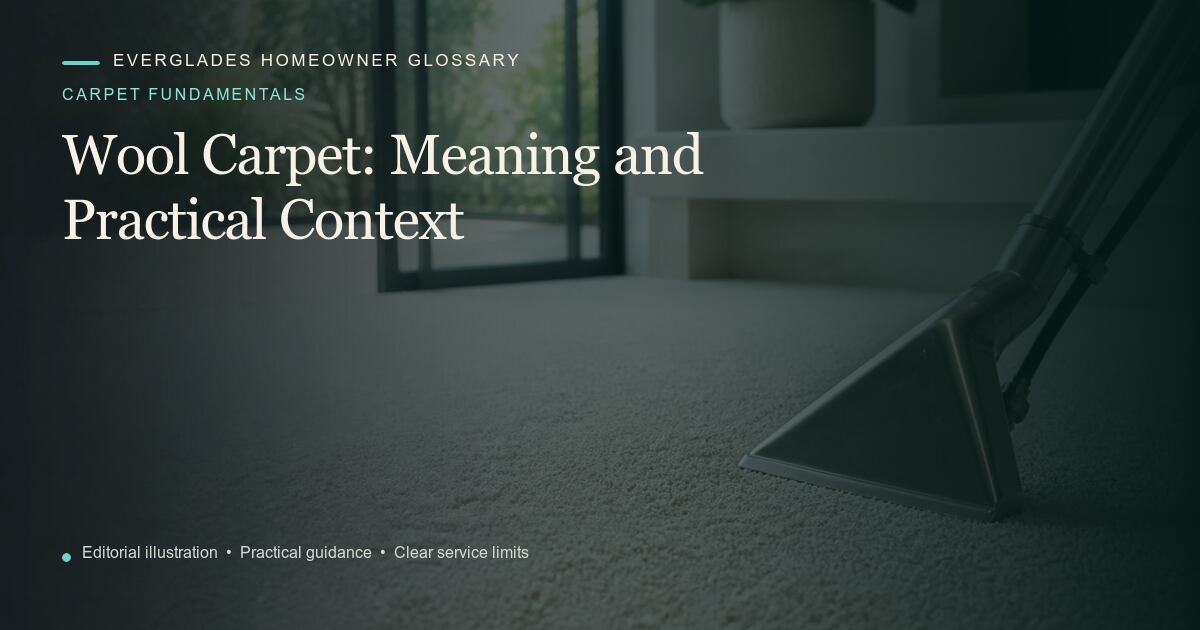 Editorial illustration for Wool Carpet, part of the carpet fundamentals glossary.